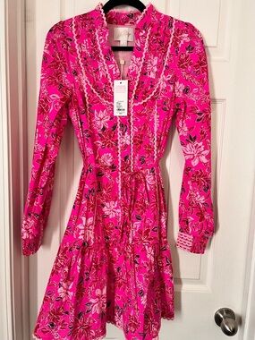 Lilly Pulitzer Hot Pink Floral Long Sleeve Dress